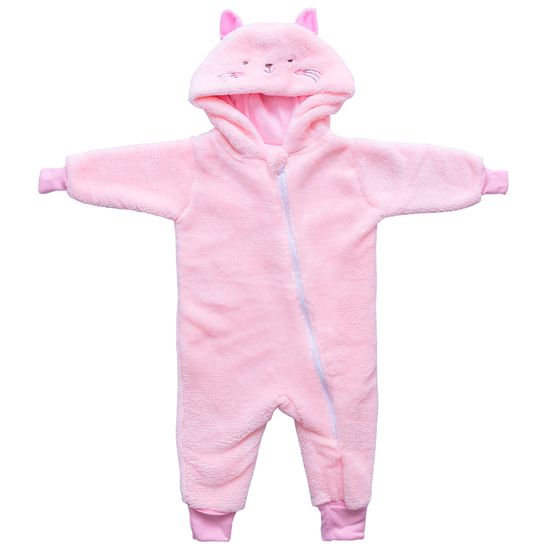 Macacão Pijama Kigurumi Infantil Bebê Baby Bichinho: Gatinho (Rosa