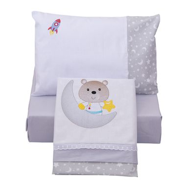 Jogo de Lençol para Mini Cama 03 Peças Nuvem Cinza Bublim - Loja Baby Joy  Produtos para Bebês - lojababyjoy