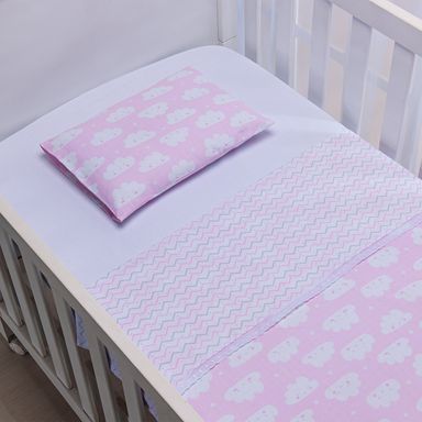 Jogo de Berço 3 Peças Nuvem Rosa Claro Malha 100% algodão - Conforto de  Bebê - Kits Enxoval para Berço - Magazine Luiza