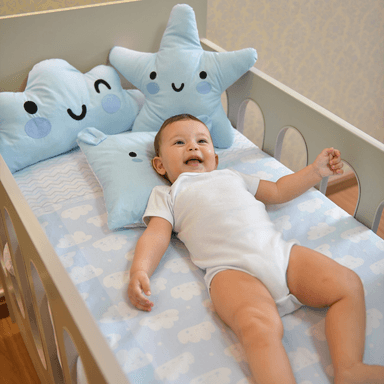 Ninho do Bebê 2 Peças com Mosquiteiro Nuvem Azul Bublim - lojababyjoy